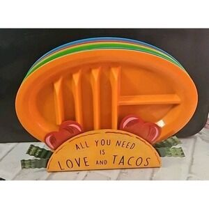 Taco Plates 6 + Cute‎ Holder Fiesta Colors Make Taco Tuesdays More Fun!